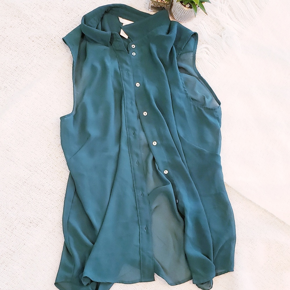 H&M Sheer Button Down Top - Picture 2 of 7